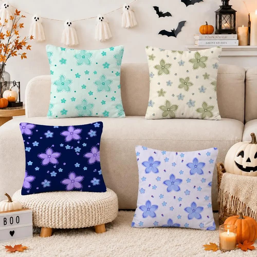 Pastel Wildflower Cushion Cover Short Plush Double Sided Printed Soft Pillow Case Home Sofa Decor Festival Gifts