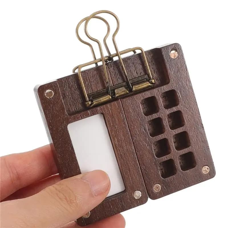 A74E-8 Grid Portable Sketchbook Palette, Wooden Colour Palette Box For Watercolor, Gouache, Durable