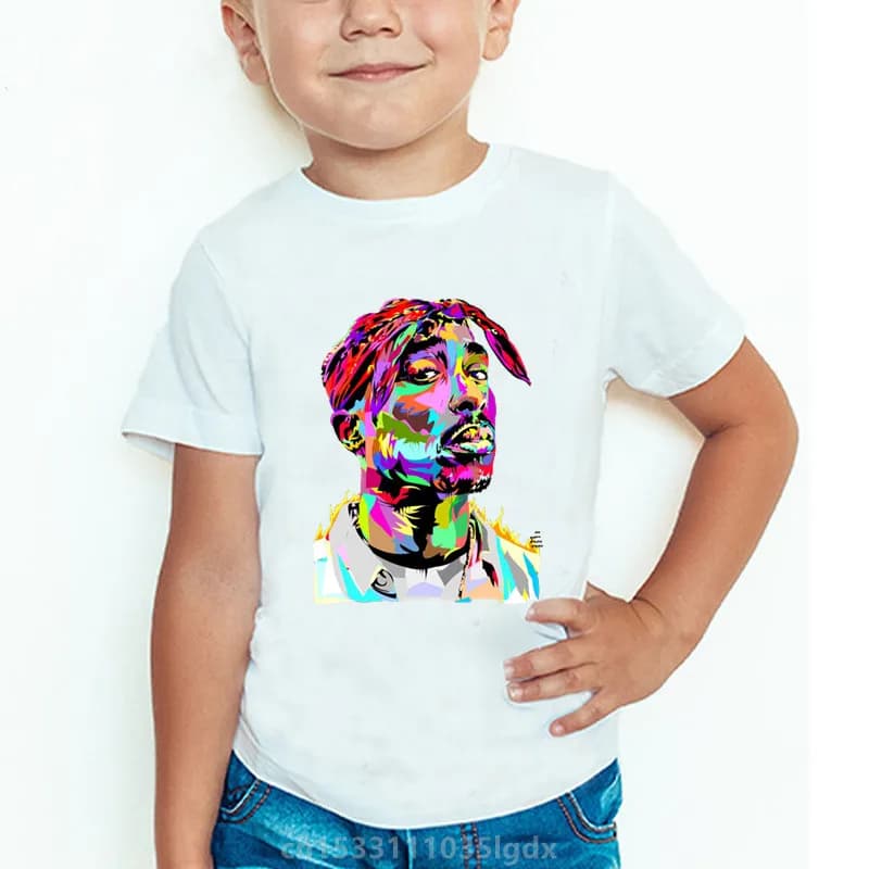 Bambini Tupac 2pac Hip Hop Swag Stampa T-shirt di moda Neonate Ragazzi Vestiti Bambini Manica corta Estate Top bianchi T-shirt