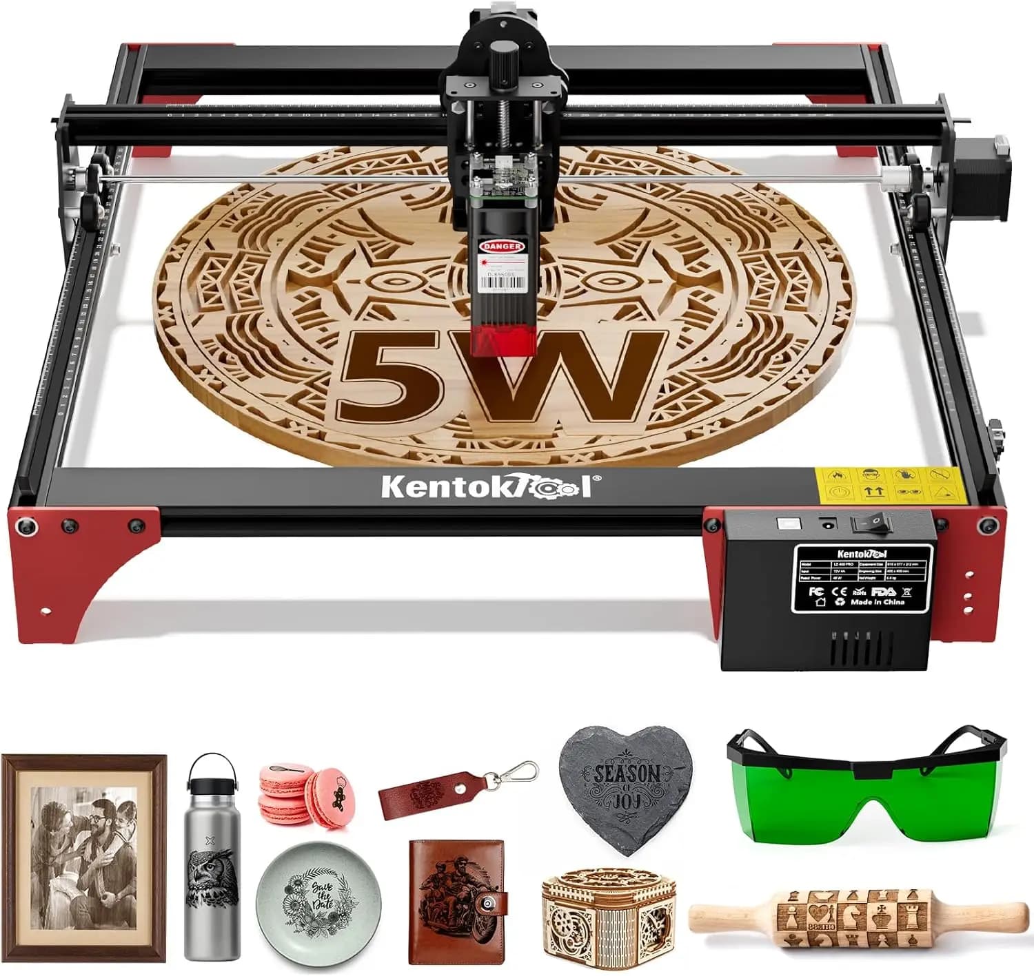 50W Laser Engraver 400x400mm, 5.5W Output for Beginners, High Precision Engraving & Cutting Machine for Wood, Acrylic, Leather
