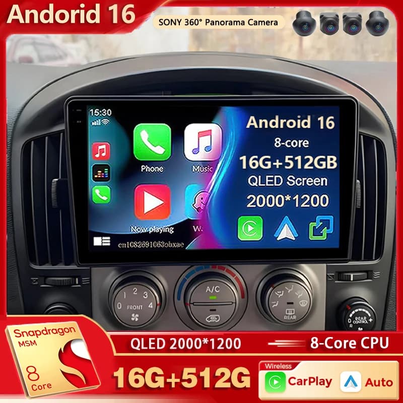 Android 15 Per Hyundai H1 II 2 TQ 2007 - 2015 2K QLED Android Auto Radio Lettore Video Multimediale GPS Stereo CarPlay 4G di Navigazione