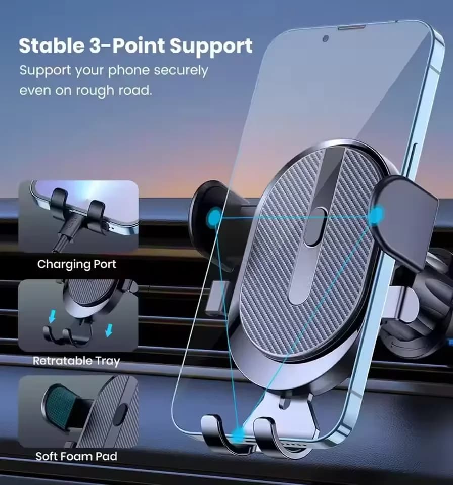 New Universal Gravity Auto Lock Car Air Vent Phone Mount Secure Clip Cell Phone Holder Stand for iPhone Samsung All Smartphones