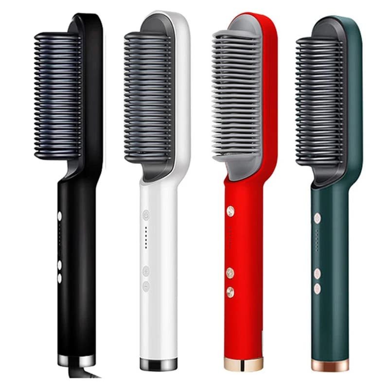Pettine Elettrico Riscaldante per Capelli, Spazzola Lisciante a Ioni Negativi, Portatile con Riscaldamento Rapido