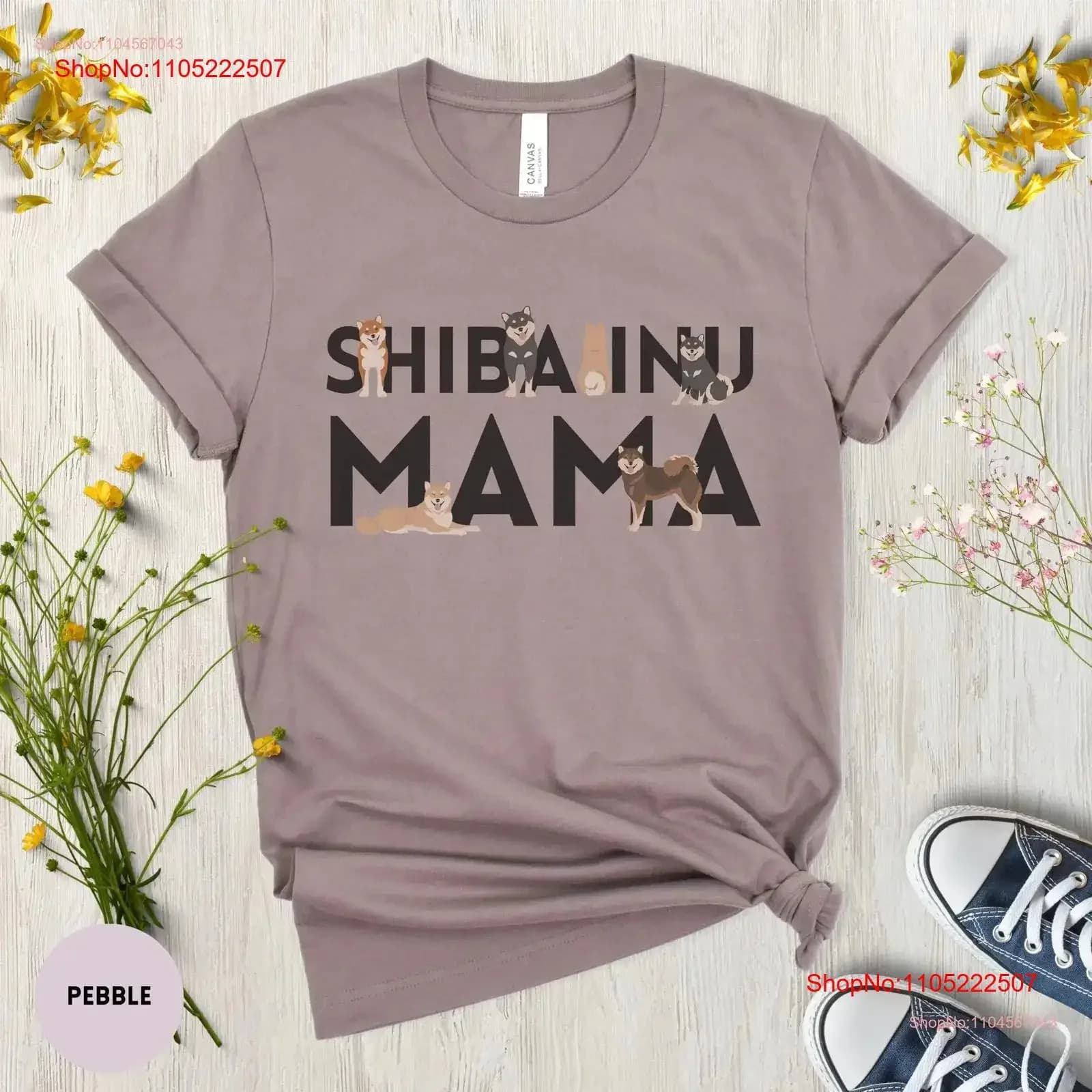 Shiba Inu Mama T Shirt Amante per lei Divertente animale Cane Mamma Carino vintage lavato Top versatile per l'uso quotidiano homme