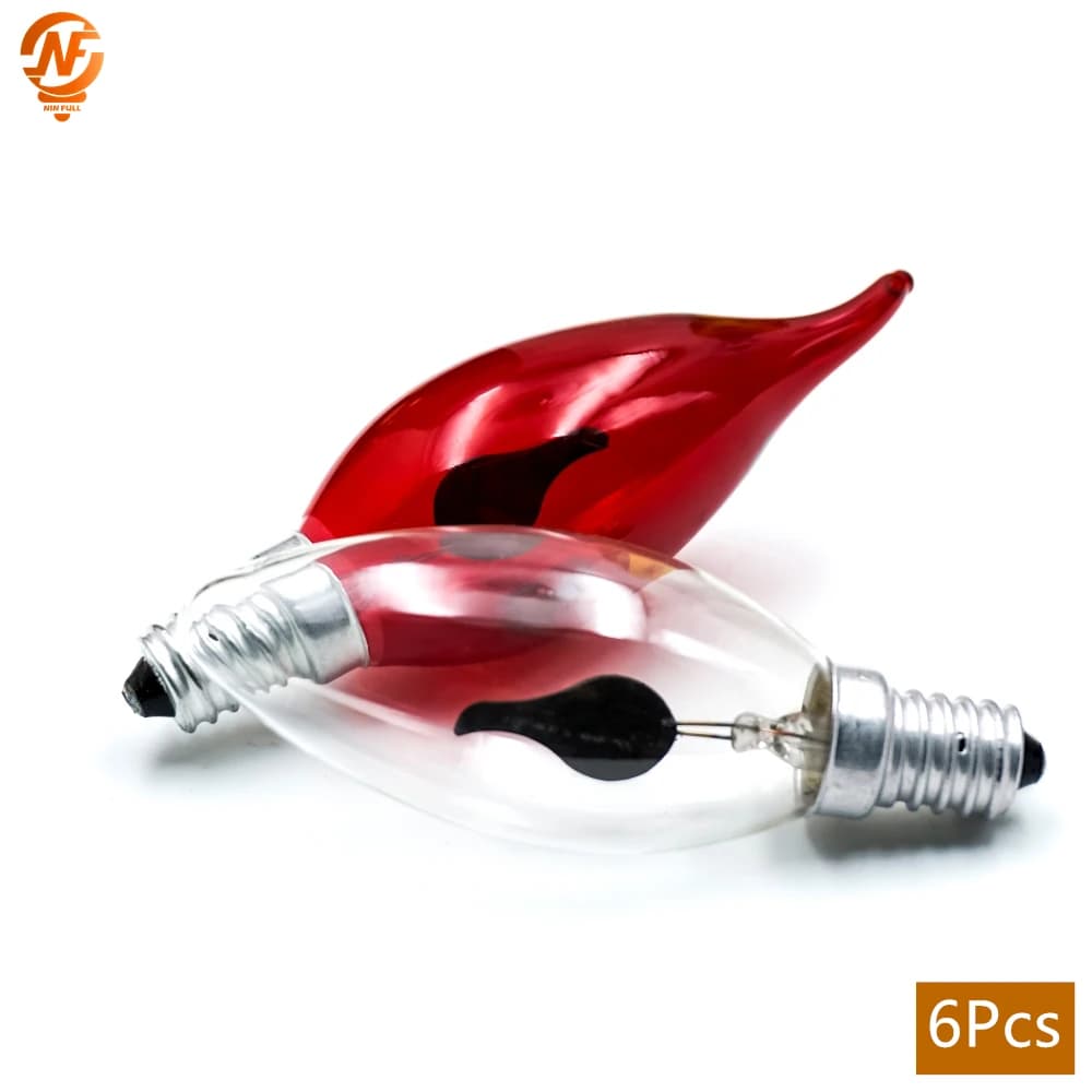 Set di 6 Lampadine LED Effetto Fiamma E14 E27 220V, Luci a Candela per Casa 3W Rosse/Trasparenti, Stile Vintage Edison con Effetto Tremolante