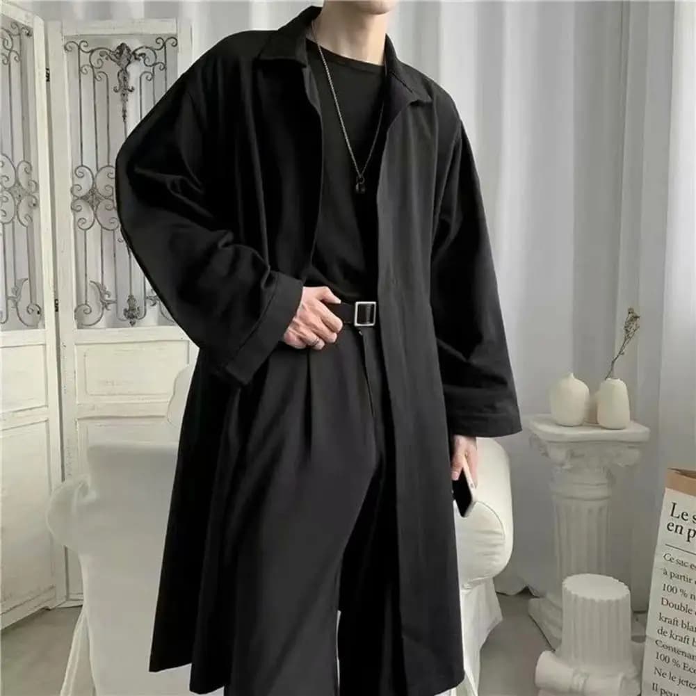 Trench primaverile in stile coreano cappotto da uomo con bottoni giacca a vento maschile Trenchcoat da uomo Business Casual cappotto lungo allentato