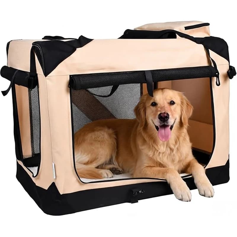 Universal Dog Crates Kennel 3 Door Soft Sided Folding Travel Pet Car Carrier with Straps Mat for Dogs Cats Rabbits Dog Kennel