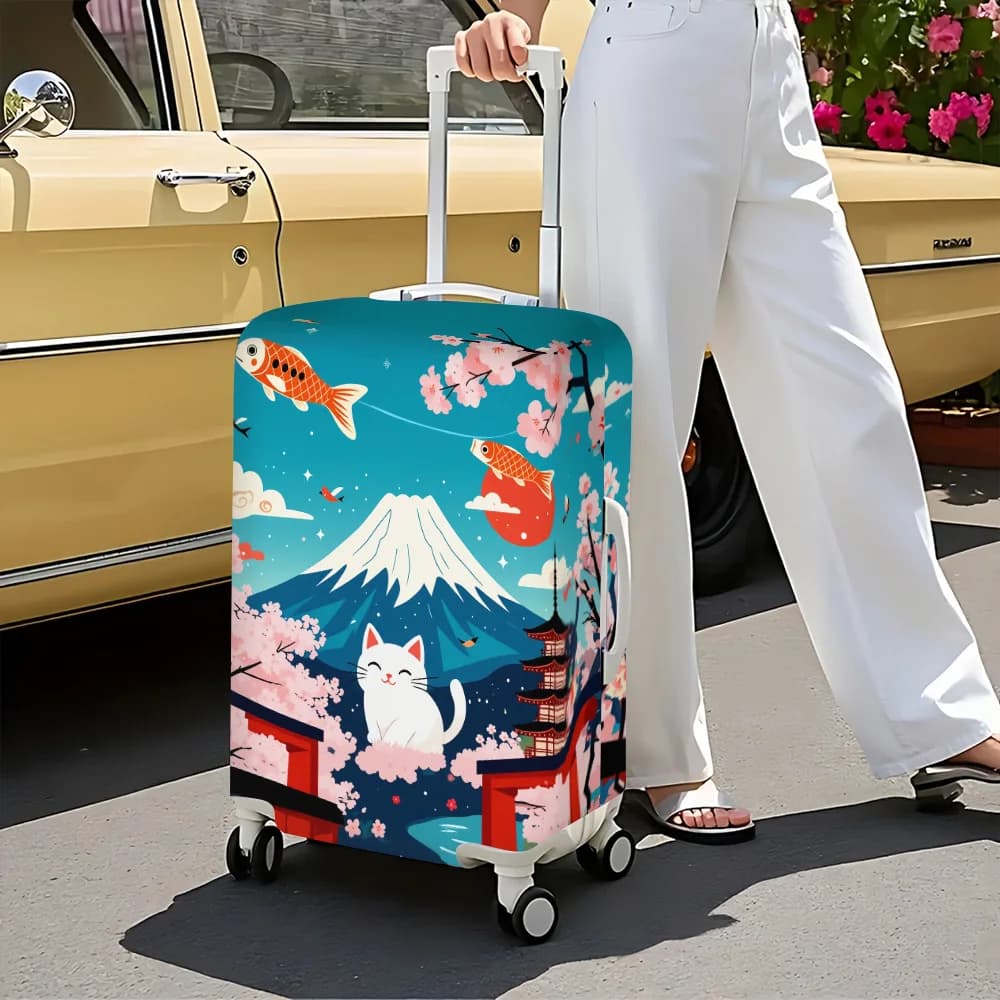 1PC Floral Print Luggage Cover for Luggage Sizes 18-32 Inches; Dust and Elastic Travel Accessories to Effectively Protect Your l