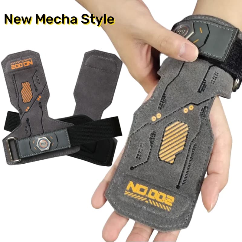 1 pair of gloves for weight lifting style Mecha cow leather lifting weights wrist hooks Deadlift Grip Pads gym Fitness wrist strap