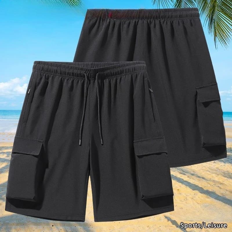 Men's casual shorts in solid color, fast drying, breathable, for work, daily workout, hiking, cycling, fishing, gym, Traf