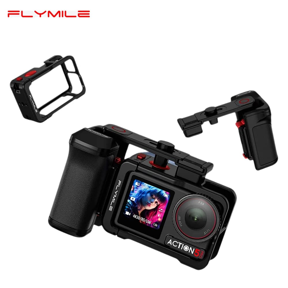 Impugnatura Flymile per Fotocamera DJI Action 5 Pro/Action 4/3, Accessori con Pulsante Otturatore, Kit Impugnatura per Fotografia