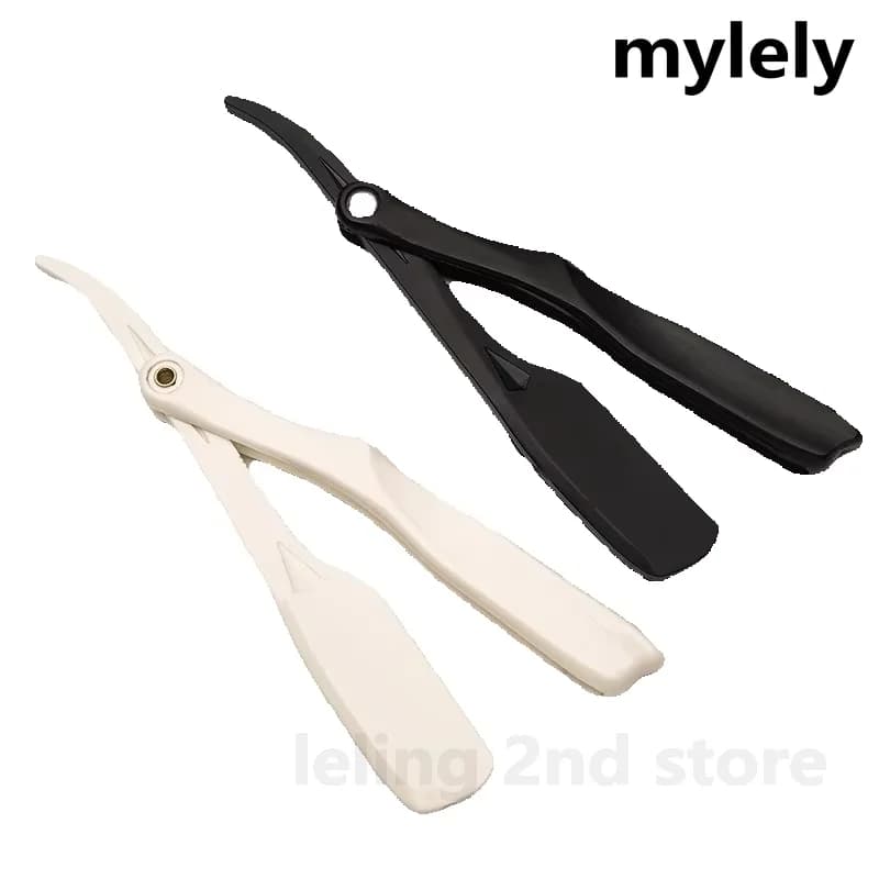 Rasoio manuale professionale con bordo in plastica dritto, rasoio da barbiere affilato, taglierina per barba da barba pieghevole all'ingrosso