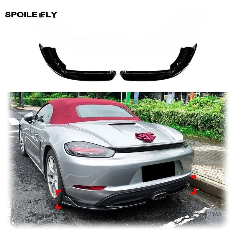 2016 2017 To Up For Porsche 718 Cayman 982 2PCS Rear Rear Bumper Lip Diffuser Guard Splitter Body Kit By Gloss Black ABS