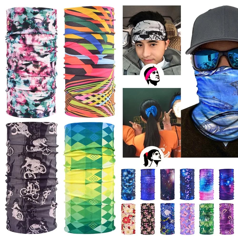 Anti-UV Mask Riding Mask Neck Sun Protection Printed Scarf Sport Headwear Hats Motorcycle Turban Multicolors