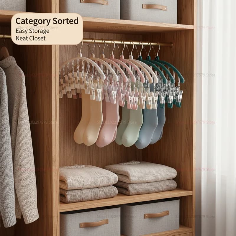 10 Clips Stainless Steel Windproof Drying Rack Arc Non Slip Clothes Hanger Space Saving For Socks Underwear Towel Storage