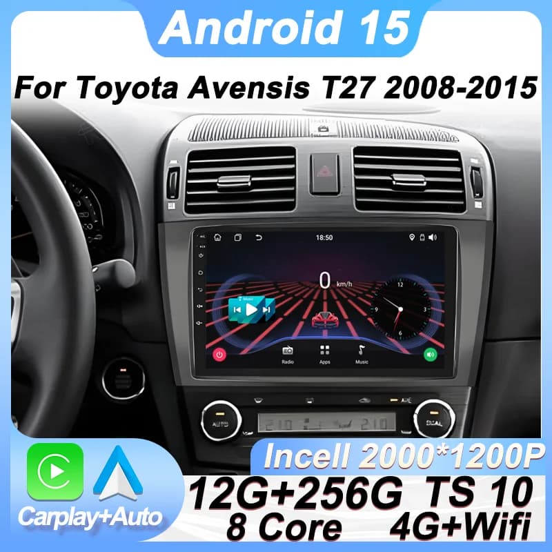 Autoradio Android 15 Per Toyota Avensis T27 2008 - 2015 Bluetooth Auto Sistemi Intelligenti di Navigazione GPS Carplay Auto Schermo RDS
