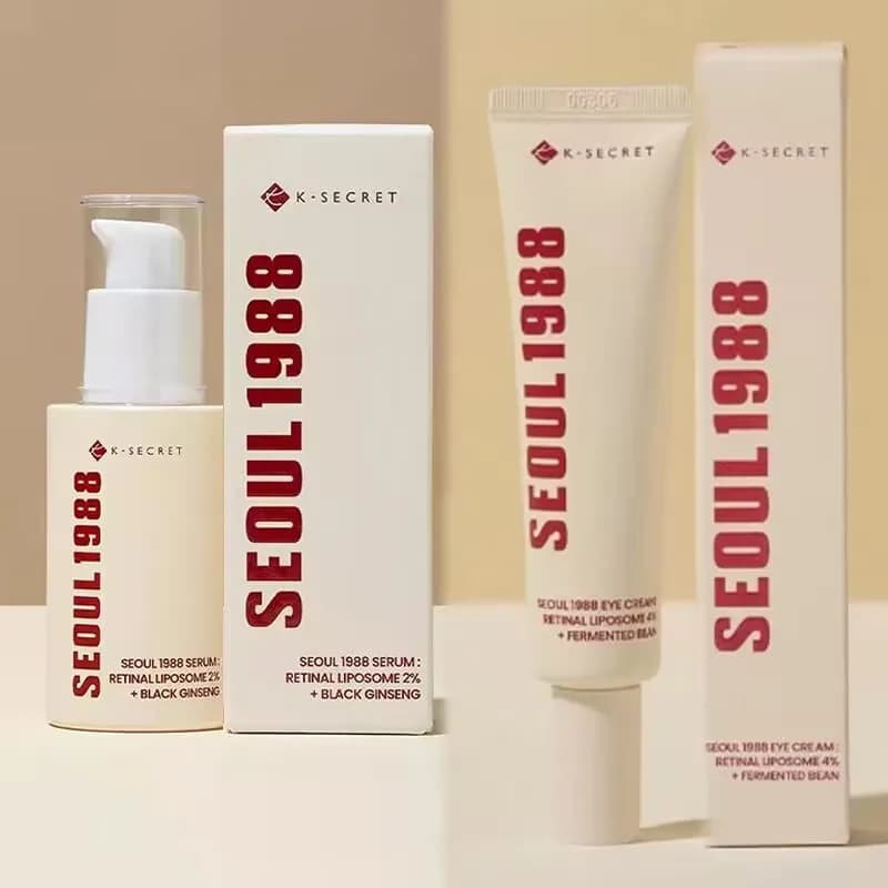SEOUL 1988 Hydrating Moisturizing Brightening Set Vitamin C Wrinkle Care 4% Retinol Ginseng Face Serum Firm Fine Lines Eye Cream