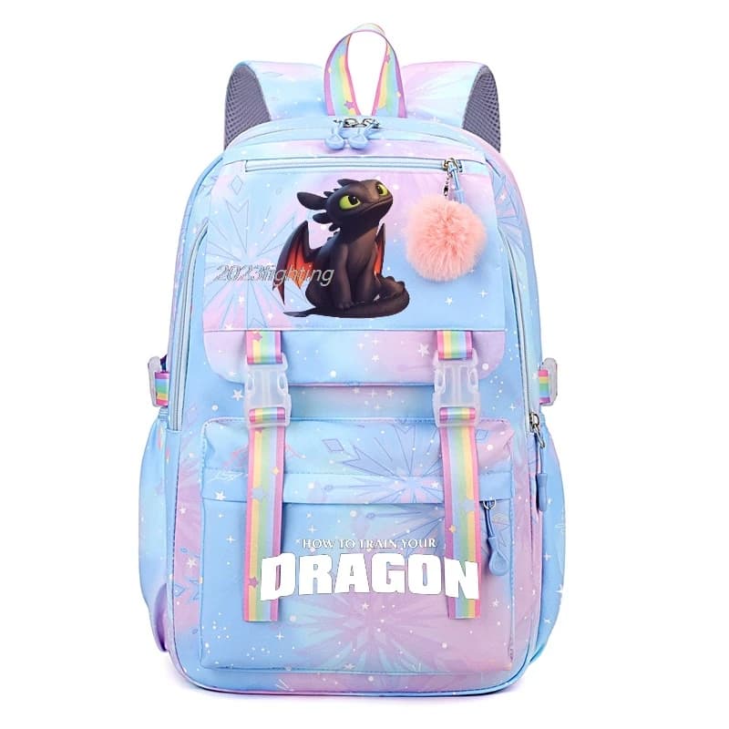 How to Train Your Dragon Backpack Fashion Schoolbag Cute Rainbow Color Backpack Kids Student Capacity School Bag Birthday Gifts