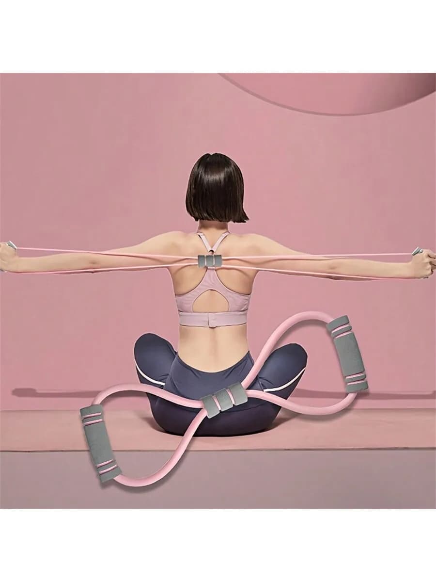 8-Shaped Resistance Band with Handle, Elastic Yoga Resistance Band, Chest Expansion Band, Suitable for Arm and Leg Stretching, Fitness, Yoga, Pilates, Suitable for Beginners