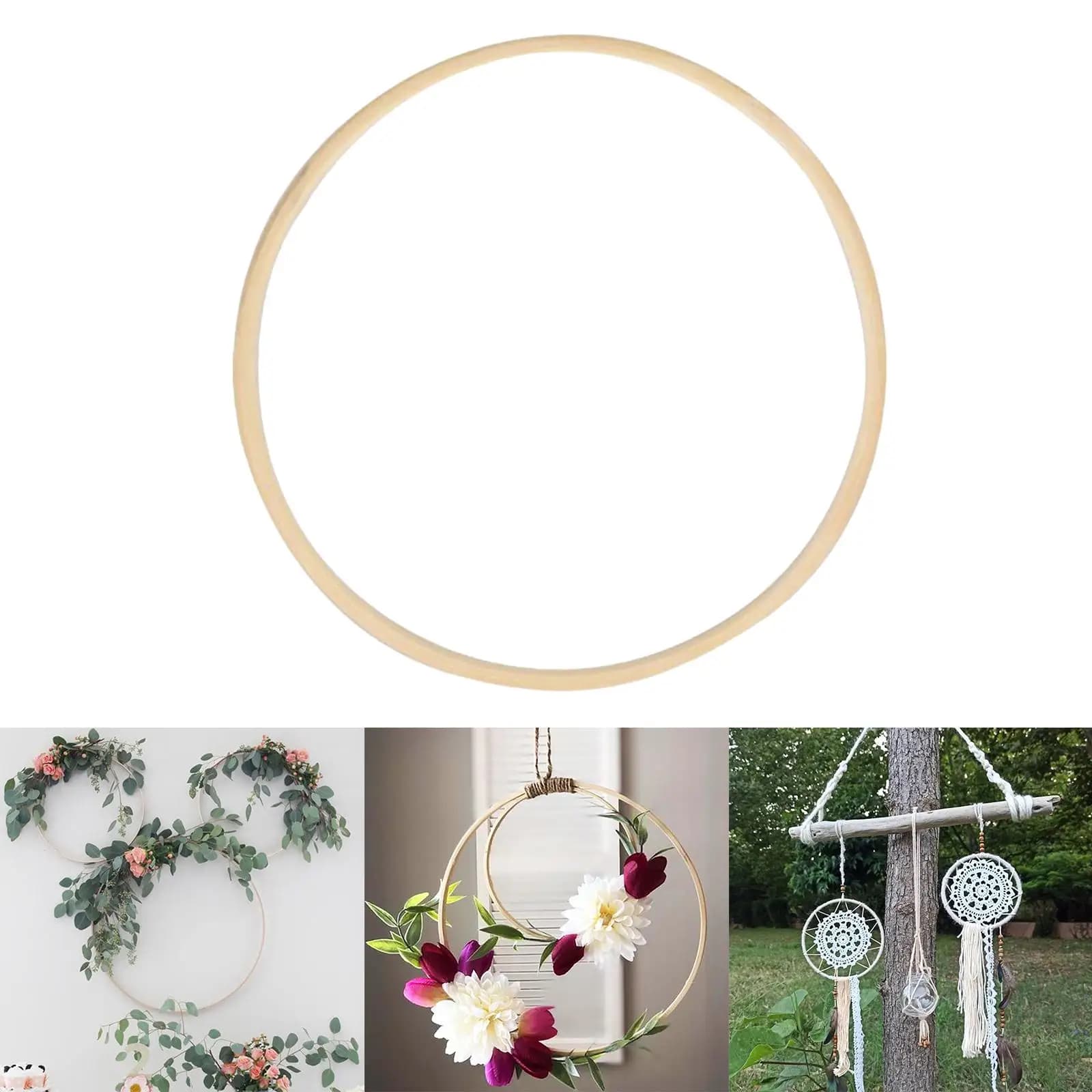 Wooden Dreamcatcher Hoops Smooth Bamboo Embroidery Rings DIY Art and Craft Kit for Wall Hanging