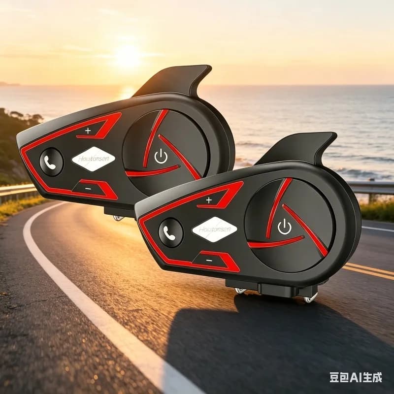 Casco da Bici Houtonsen S3 con Auricolare di Comunicazione BT5.0, Interfono Wireless Impermeabile 1000M con Luce Ambientale RGB