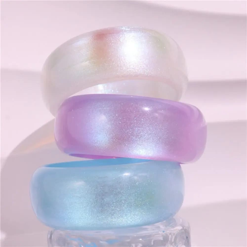 Bohemian Glitter Acrylic Bangle Europe American Style Shiny Jelly Color Wide Bracelet Dopamine Jewelry Accessories