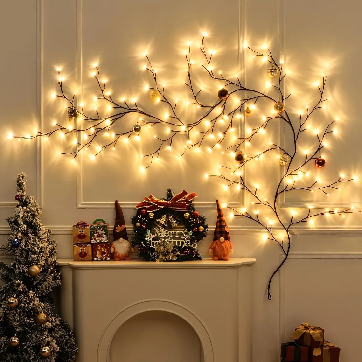 72/96 LED a forma di vite per decorazioni murali per feste, rami di piante artificiali, luci a forma di vite di salice incantate per decorazioni di soggiorno e camera.