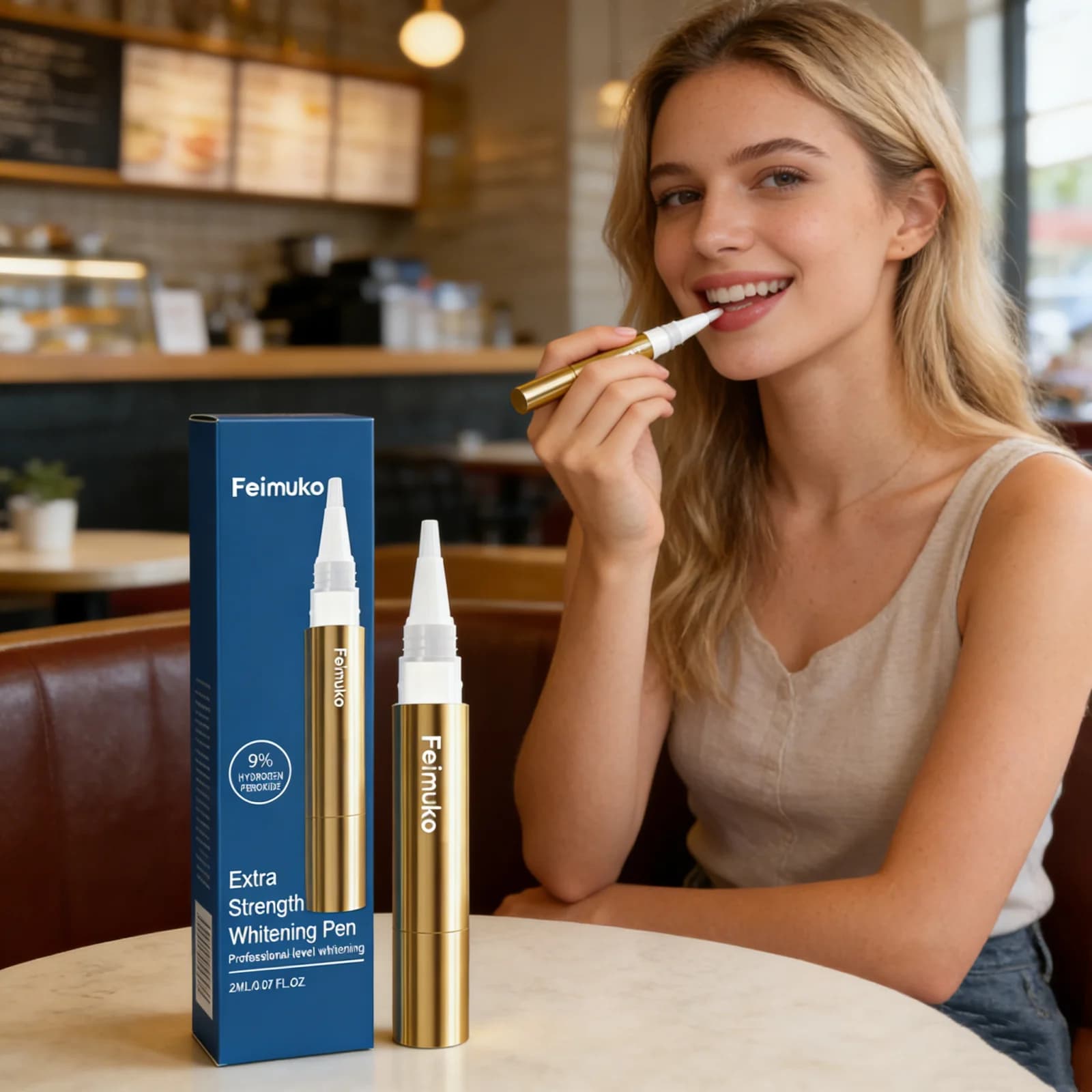 Penna Sbiancante per Denti Formato Viaggio, Rimuove Placca e Macchie di Tartaro, Ripara lo Smalto Dentale, Sorriso Luminoso Istantaneo, Gel Sbiancante per Denti