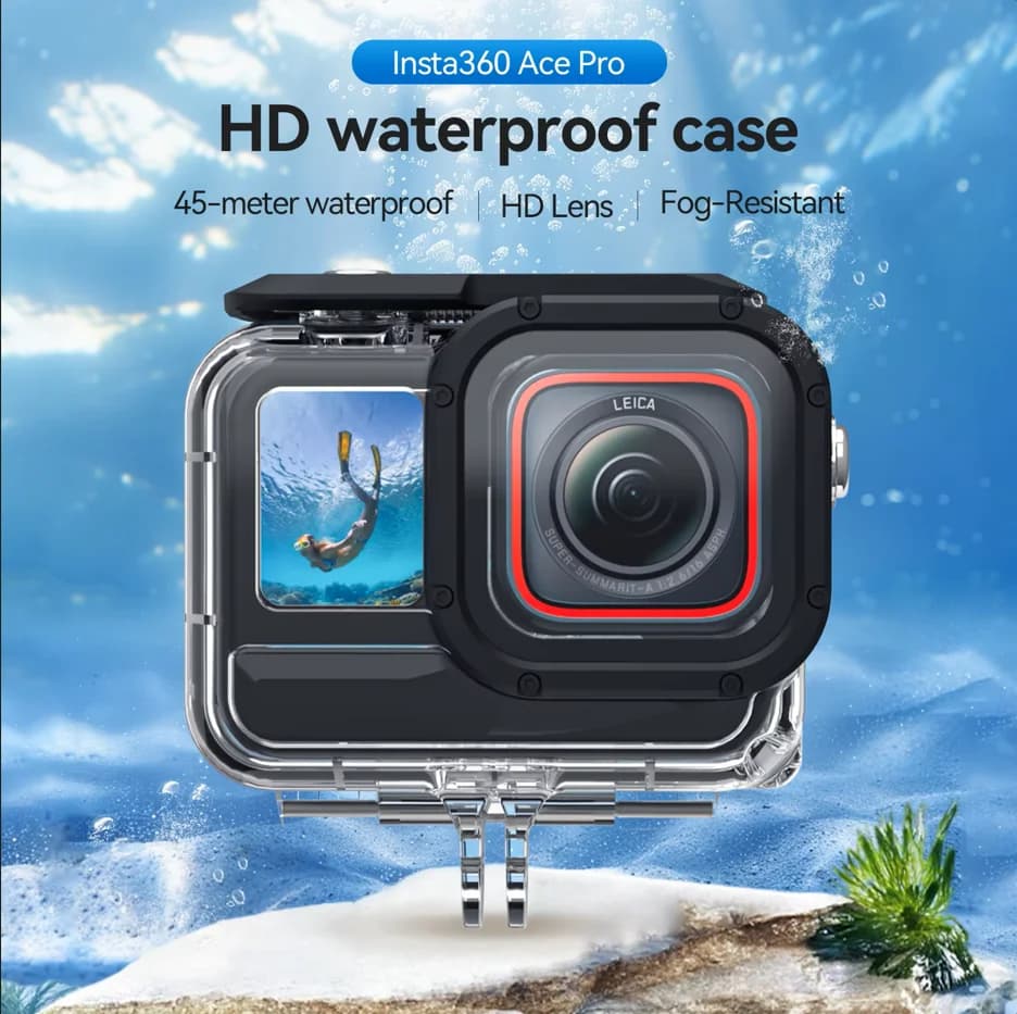 TELESIN 45M Waterproof Case For Insta 360 Ace pro 2 Underwater Diving Housing Cover Protective case Action Camera Accessories