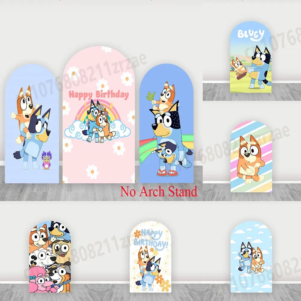 Sfondo ad Arco Bluey per Feste di Compleanno Bambini e Bambine, Decorazione Baby Shower, Banner Fotografico con Cani, Sfondo per Studio Fotografico