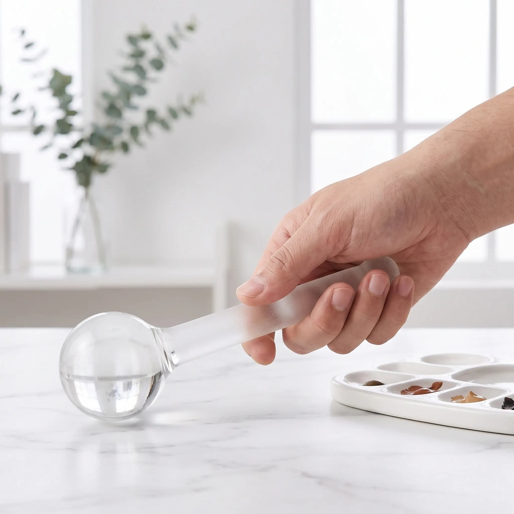 Professional Glass Pestle for Pigment Grinding Mineral Powders Watercolor Tools Ergonomic Design Easy Clean Art Supplies Set