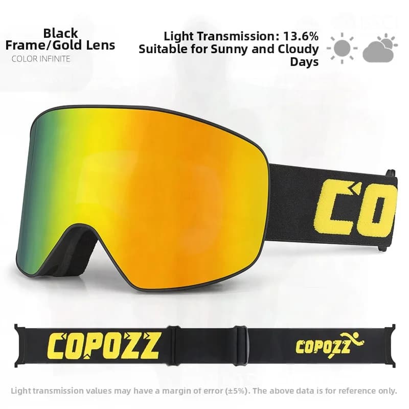 COPOZZ Occhiali da sci antiappannamento unisex a doppio strato Occhiali da neve per adulti con prescrizione regolabile Compatibile con gli occhi da alpinismo