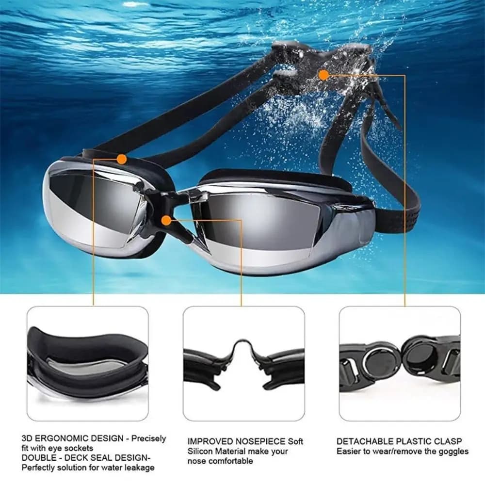 Occhialini da Nuoto Unisex Antiappannamento, Impermeabili, Regolabili, per Immersioni all'Aperto, Protezione UV, Occhialini da Gara per Piscina