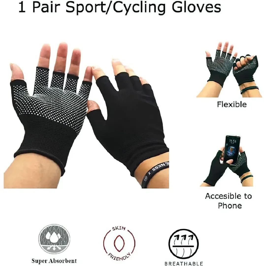 1 pair of light fingerless cycling gloves, anti-slip, with sun protection, for cycling, motorcycle, outdoor training