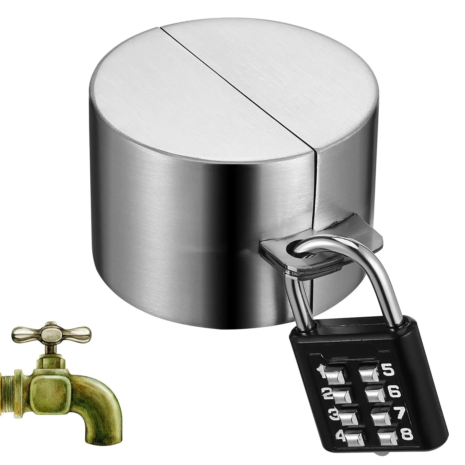 1Set Heavy Duty Stainless Steel Outdoor Spigot Lock Water Lock Anti Theft Garden Hose Bib Protector Universal Fit All
