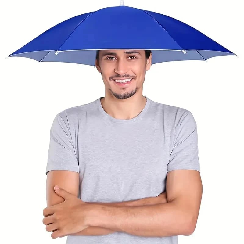 Cappello Ombrello da Testa, Protezione Estiva da Pioggia e Sole, per Pesca e Attività all'Aperto