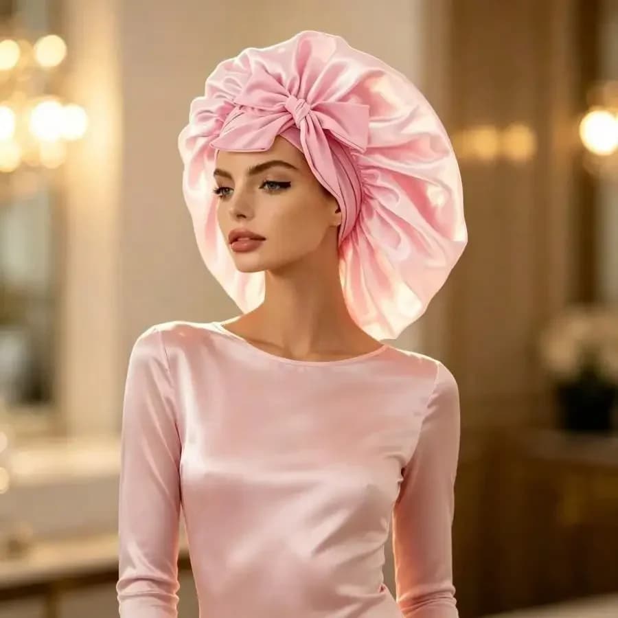Satin chest Adjustable silk hood Bonne for sleeping Hair hood with tie Women's hoods Man 2049