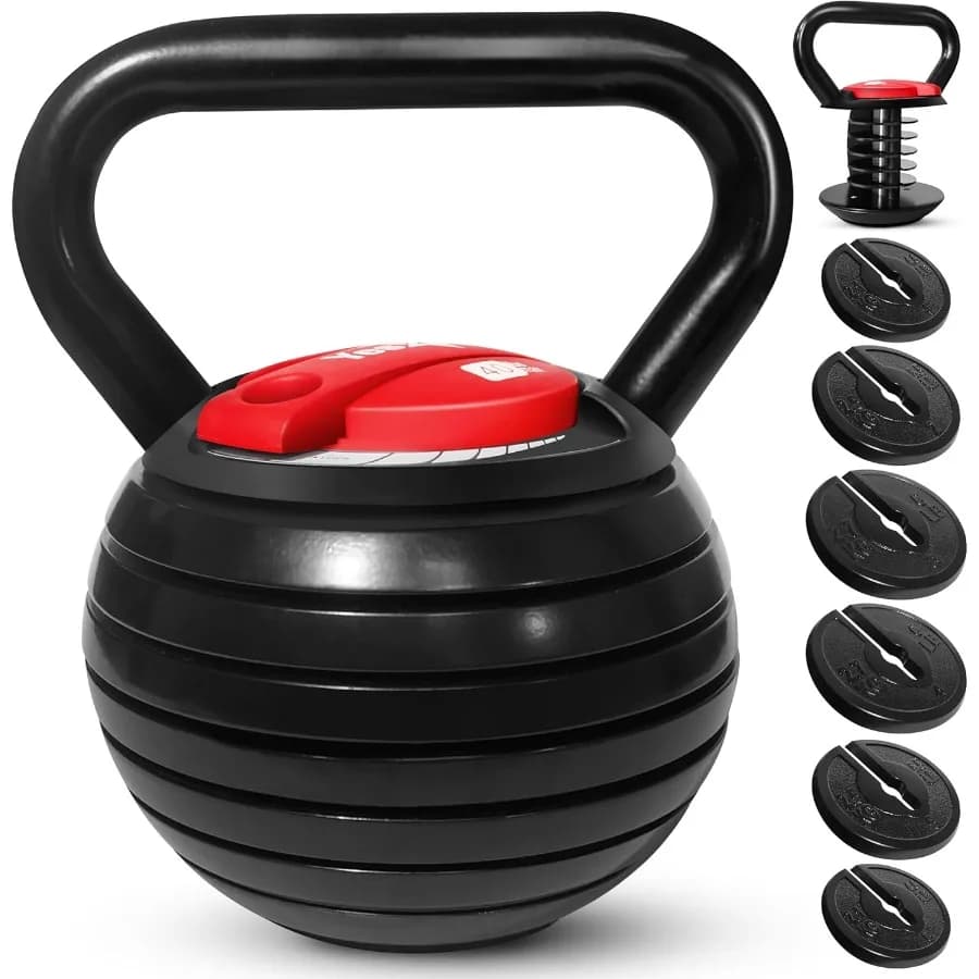 Set Kettlebell Adjustable weight set 2040 pounds Solid cast iron handle with disc spacers Safe lock Kettlebell space saving for H