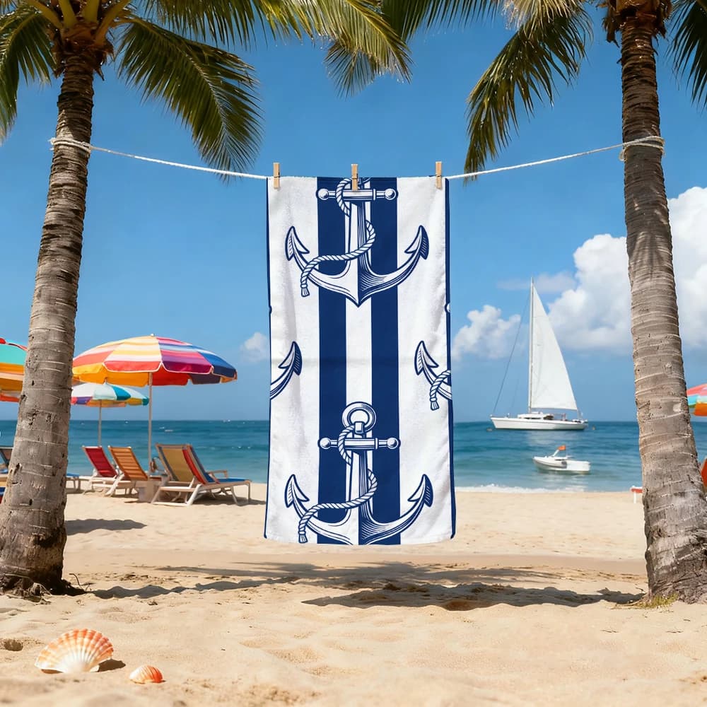 Asciugamano da spiaggia con ancora blu e tartaruga, asciugamani da bagno per il corpo, sauna, viaggi, spa, accessori per il bagno, spiaggia, campeggio, picnic