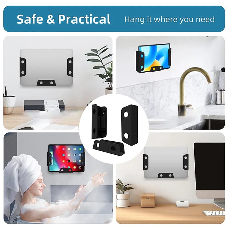 1 set sotto il tavolo supporto per laptop staffa di archiviazione per notebook portatile supporto per supporto organizzatore da tavolo con cuscinetto in silicone antigraffio