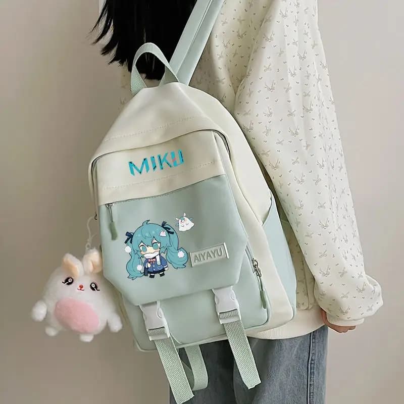 Hatsune Miku anime merchandise cartoon cute student school bag creative Kawaii 2D unisex laptop bag storage travel backpack gift