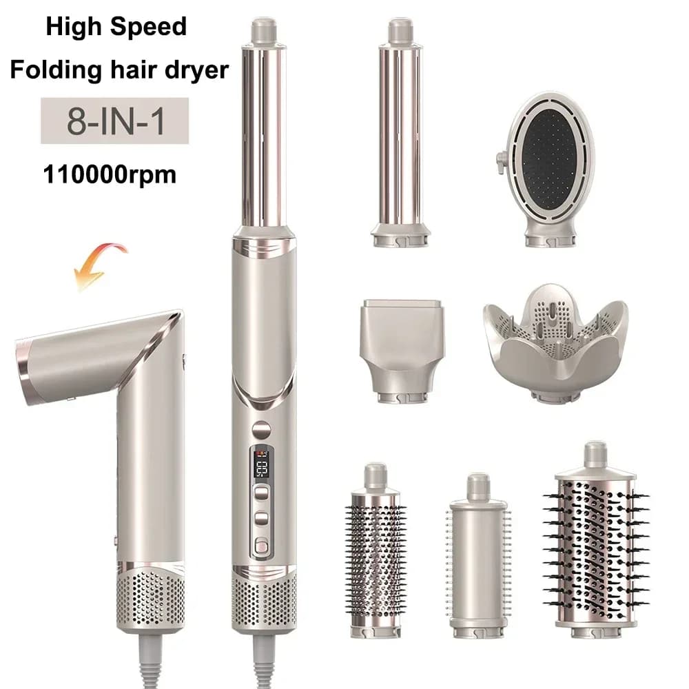 Professional folding hair dryer 8 in 1 High speed Airwrap 110000 rpm Hair dryer Automatic curling iron Hair styling tools