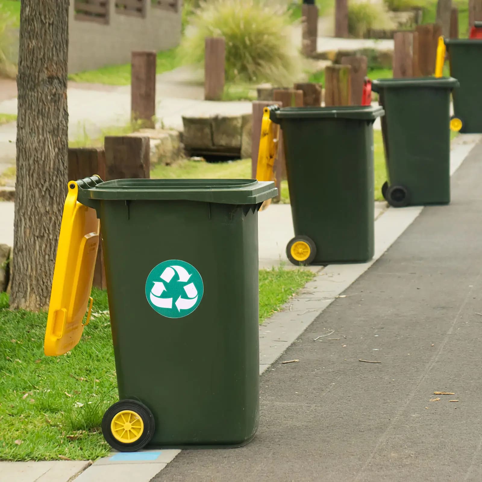 Recycle Trash Bin Stickers 6 Pack Garbage Can Labels Waste Sorting Decals for Home Office Outdoor Use