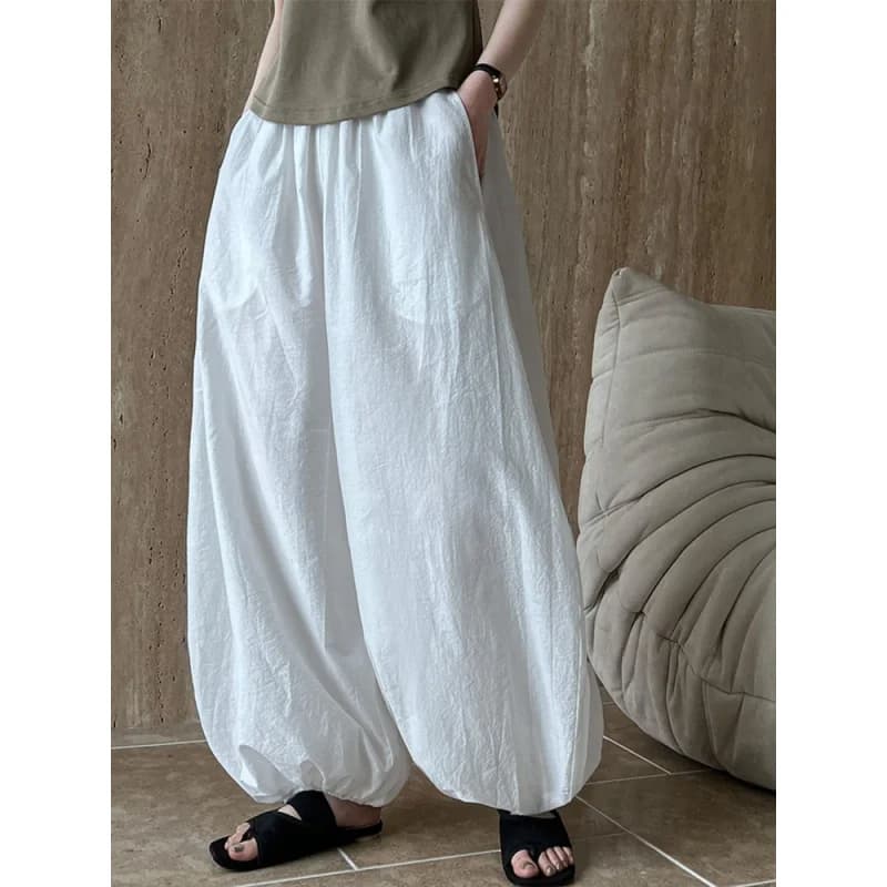Bloomers oversize 2025 Nuovo designer estivo Elegante moda donna Pantaloni lanterna Pantaloni larghi in cotone traspirante allentato casual