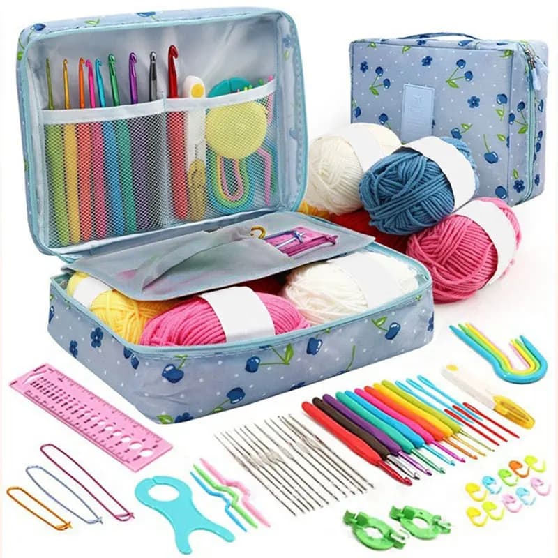 Kit Uncinetto per Principianti 58 Pezzi, Set di Uncinetti con Filato, Aghi Ergonomici per Uncinetto, Accessori per Lavori a Maglia Fai-da-Te