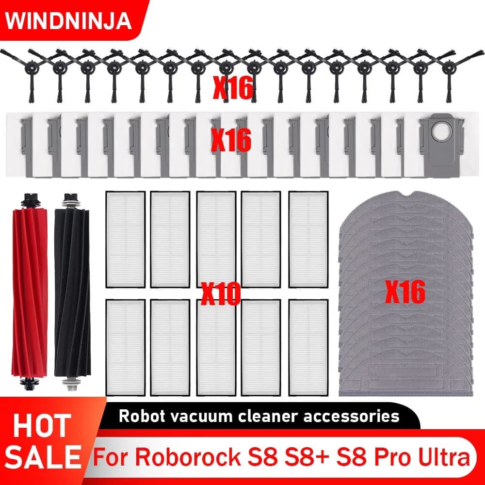 For Roborock Robor Vacuum S8 S8+ S8 Pro Ultra Spare Parts Main Roller Brush Side Brush HEPA Filter Mop Cloths Part Accessories