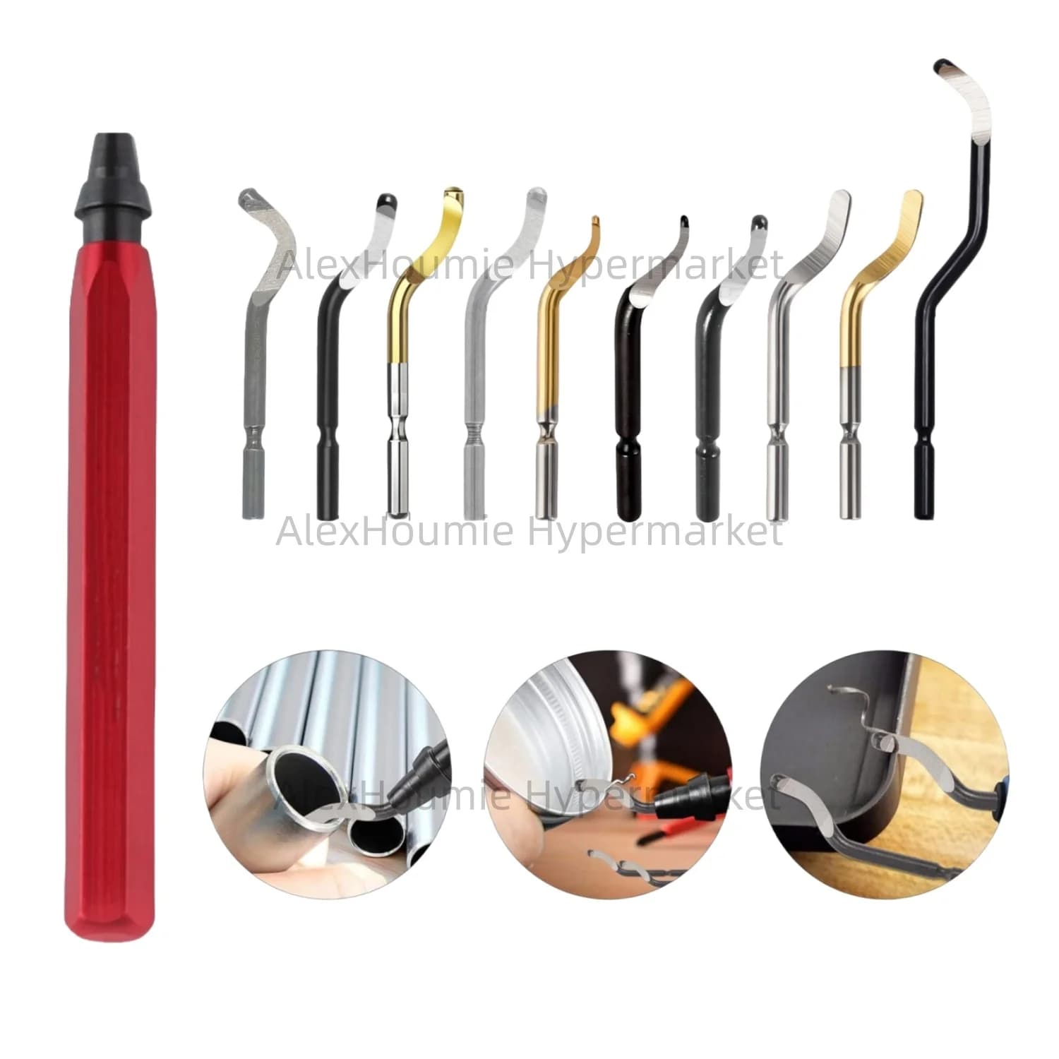 RB1000 Utensile per sbavatura manuale in metallo rosso con lame rotanti a 360 gradi per stampa 3D Legno Metallo Plastica Alluminio Rame Acciaio