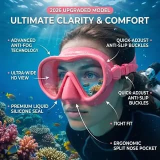2026 New Upgrade Snorkel Diving Mask Swimming Goggles Silicone Skirt Scuba Mask With Colorful Lens Tempered Glass Wide View For