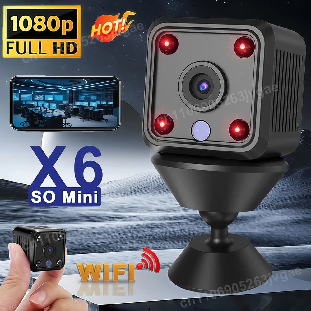 Mini Telecamera WIFI 1080P Full HD, Videocamera di Sicurezza Domestica con Visione Notturna, Micro Cam con Rilevamento del Movimento e Monitoraggio Remoto