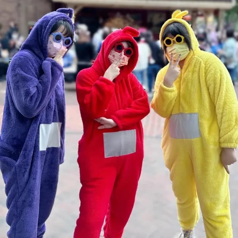 Cartoon Te-le baby tubbies Costumes Soft Long Sleeves Piece Pajamas Costume Lala Home Clothes Cosplay Adult Unisex Party Wear